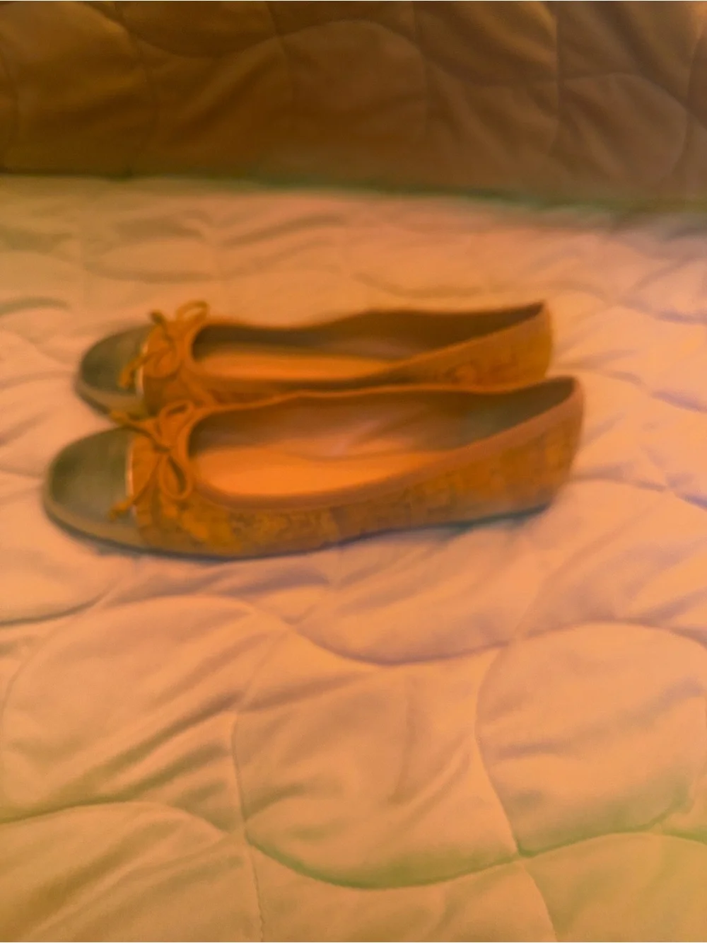 Talbots Cork Ballet Flats with Silver Toe and Pink Trim 9.5